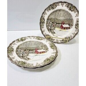 Johnson Brothers Friendly Village The School House Set of 3 Dinner Plates 9.75"